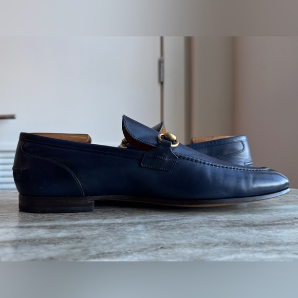 GUCCI Jordaan Horsebit Navy Blue Leather Loafer 10 /10.5  1953 Moccasin $1000 - Picture 4 of 9